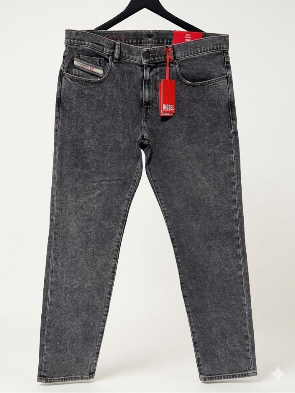 Diesel D-Strukt Straight Leg Jeans Mens 36x32 Acid Wash Gray 09D78 NWT New